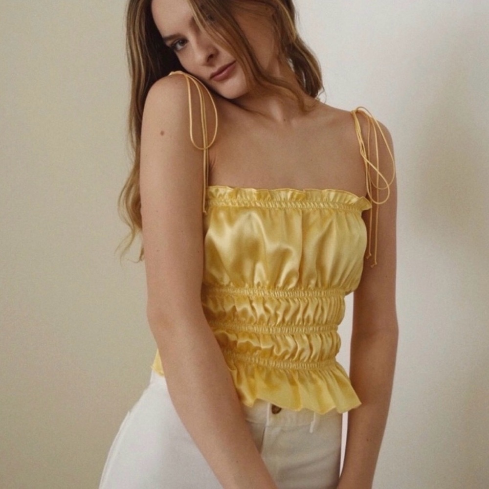 Reformation Silk Tie-Strap Top